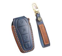 TECART Intelligent Car Key Case Key Case Fits BYD Atto 3 Han Tang Song Pro-DM-i Yuan Qin Seal Dolphin Leather Key Protector Key Fob Cover Protective Case 4 Buttons Blue