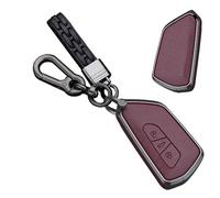 TECART Intelligent Key Case fit for VW Volkswagen Golf 8 MK8 GTI GTD ID.3 ID.4 Smart Car Key Fob Holder fit for Seat Tarraco Ateca Leon Skoda Octavia Leather Key Fob Case Protector 3 Buttons B Red