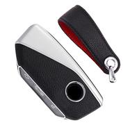 TECART Intelligent Key Fob Cover for BMW X1 X5 X6 X7 G05 G18 IX I4 I7 3 5 7 Series G81 G60 G70 F96 G06 G05 G18 Car Key Holder Protective Case Leather PC Key Protector A Black