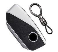 TECART Intelligent Key Fob Cover for BMW X1 X5 X6 X7 G05 G18 IX I4 I7 3 5 7 Series G81 G60 G70 F96 G06 G05 G18 Car Key Holder Protective Case Leather PC Key Protector B Black