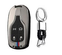 TECART Key Case Cover Fit for Maserati Ghibli Levante Quattroporte Key Holder Key Shell Protector 4 Button Black