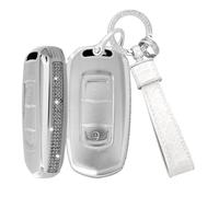 TECART Key Fob Fits Geely Atlas Boyue NL3 GC9 Emgrand X7 EX7 EC7 Global Hawk GX3 TPU Smart Car Key Case 3 Buttons Bling Key Case Women's Key Protector-A White