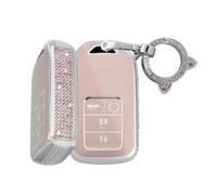 TECART Key Fob Fits Honda Accord Crider Jade Civic Spirior City Odyssey HR-V CR-V UR-V BRV HRV TPU Smart Car Key Case 4 Buttons Bling Key Cover Women's Key Protector B Pink