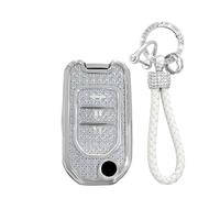 TECART Key Fob Fits Honda City Civic Crider CR-V Vezel HR-V XRV Accord Jazz Jade Marina Insight TPU Smart Car Key Case 3 Buttons Key Cover Key Protection Car Accessories -A White