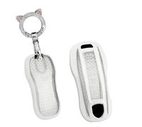 TECART Key Fob Fits Porsche Cayenne 911 Coupe Panamera Taycan TPU Smart Car Key Case 4 Buttons Key Cover Key Protection Car Accessories -B White
