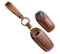 TECART Key Fob Suitable for Audi A5 A6 S5 S6 Q5 Q6 SQ5 SQ6 Avant Saloon Sportback e-tron SUV 2025 Leather Smart Car Key Case 3 Buttons Key Case Car Accessories - Brown