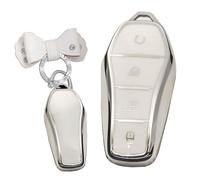 TECART Key Ring Accessories Key Bag Fits BYD Atto 3 Han Tang Song Pro-DM-i Yuan Qin Seal Dolphin TPU Key Protector Car Key Case Key Case 4 Buttons White