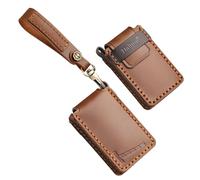 TECART Leather Car Key Case Fits Volvo EX30 Polestar 4 EX90 EM90 S90 XC40 XC60 XC90 S60L 2025 2024 2023 Electric Vehicles Key Case Key Fob Brown