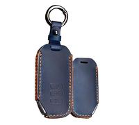 TECART Leather Key Fob Cover Fit for Kia EV6 GT K5 Sorento Keychain Remote Key Case Key Housing Protector 7 Button Black