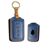 TECART Leather Key Fob Cover Fit for Maserati Grecale 2023 Car Key Fob Holder Intelligent Smart Key Shell Key Case Blue