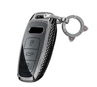 TECART PC Car Key Case Key Protector Key Fob Holder Case fit for Audi S6 RS6 S7 RS7 Q7 SQ7 A6 A7 A8 E-Tron Q8 SQ8 A6L A8L Q4 D5 4N GT 4M 8Y Key Shell Cover Key Covers Metal Keyring 3 Buttons C Black