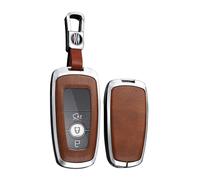 TECART Smart Car Key Case Cover Fits Ford Mustang Ecosport Fusion Edge Explorer Expedition Mondeo Ranger Fiesta Leather Pattern Protective Key Cover Accessories A 3 Button Silver Brown