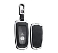 TECART Smart Car Key Case Cover Fits Ford Mustang Ecosport Fusion Edge Explorer Expedition Mondeo Ranger Fiesta Leather Pattern Protective Key Cover Accessories A 3 Button Silver Black