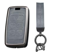 TECART Smart Car Key Case Key Case Fits Discovery 5 Evoque Sport Vogue Car Key Holder for Jaguar Jaguar E-PACE I-PACE Leather Key Fob Protective Case 5 Buttons C Grey