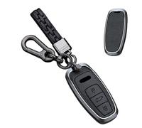 TECART Smart Car Key Cover Key Case fit for Audi A6 A7 A8 E-Tron S6 RS6 S7 RS7 Q7 SQ7 Q8 SQ8 A6L A8L Q4 D5 4N GT 4M 8Y Protective Key Fob Case Keychain Key Shell Accessories B Black