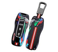 TECART Smart Car Key Shell Key Protector Fits Porsche 911 Cayenne Panamera Taycan Carrera Key Case Silicone Cover Key Bag Key Fob Glow-in-the-Dark 4 Buttons Black