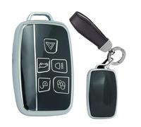 TECART Smart Key Case Soft TPU Key Fob Holder Shell fit for Range Rover Evoque Velar Sport Discovery 4 Freelander Key Fob Keychain fit for Jaguar XF XE XJ XJL 5 Buttons Key Box Black A