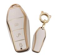TECART Smart Remote Controls Key Bag Fits BYD Atto 3 Han Tang Song Pro-DM-i Yuan Qin Seal Dolphin Key Ring Cover TPU Car Key Holder 4 Buttons White