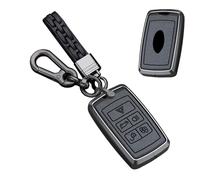 TECART Smart Remote Key Case Key Fob Cover fit for LR Discovery 5 Range Rover Evoque Sport Vogue Metal Keyring Key Fob Holder fit for Jaguar E-PACE I-PACE 2018-2020 Key Shell 5 Buttons C black