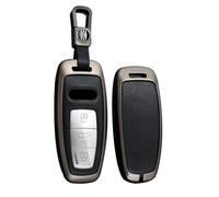 TECART Smart Remote Key Case Leather Key Cover 3 Buttons fit for Audi A6 A7 A8 E-Tron S6 RS6 S7 RS7 Q7 SQ7 Q8 SQ8 A6L A8L Q4 D5 GT 4M Zinc Alloy Key Fob Holder Protector Key Shell Black