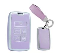 TECART Smart Remote Key Case TPU Key Fob Holder Shell fit for Range Rover Discovery 5 Evoque Sport Vogue 5 Buttons Key Fob Shell fit for Jaguar E-PACE I-PACE Key Box Keychain Purple A