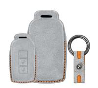 Tecart Suede Key Cover Fits Mitsubishi Lancer GT Outlander Eclipse RVR ASX Evo X GTS EX Mirage G4 SE 2 Buttons Car Key Case Key Cover Key Protection Light Grey