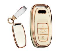 TECART TPU Car Key Case Key Shell Cover Smart Remote Key Fob Holder Keyring fit for Audi A4 B8 A5 A6 A7 A8 C7 R8 Q5 S5 S6 S8 2013-2017 3 Buttons Key Bag Protector Key Box Cover Accessories White A