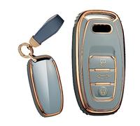 TECART TPU Car Key Case Key Shell Cover Smart Remote Key Fob Holder Keyring fit for Audi A4 B8 A5 A6 A7 A8 C7 R8 Q5 S5 S6 S8 2013-2017 3 Buttons Key Bag Protector Key Box Cover Accessories Gray A