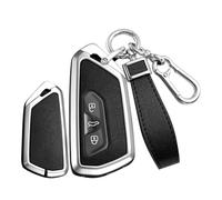 TECART Zinc Alloy Key Cover fit for VW Volkswagen Golf 8 MK8 GTI GTD ID.3 ID.4 Key Fob Case Protective fit for Seat Tarraco Ateca Cupra Formentor Leon Skoda Octavia Key Case 3 Buttons Silvery black