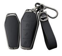 TECART Zinc Alloy Key Cover Smart Key Fob Case fit for BYD Atto 3 Han Tang Dolphin Yuan Qin Seal Dolphin Song Pro-DM-i Remote Key Fob Holder Keychain Key Shell Keyring Accessories 4 Buttons C Black