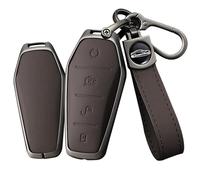 TECART Zinc Alloy Key Cover Smart Key Fob Case fit for BYD Atto 3 Han Tang Dolphin Yuan Qin Seal Dolphin Song Pro-DM-i Remote Key Fob Holder Keychain Key Shell Keyring Accessories 4 Buttons C Brown