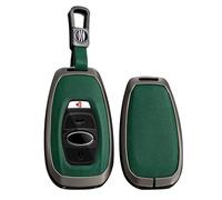 TECART Zinc Alloy Leather Car Key Case Key Fob Holder Cover Protector fit for Subaru BRZ forester Impreza STi WRX XV Crosstrek Legacy Outback 3 4 Buttons Key Cover Keyring Accessories Black-green