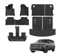 Tecbaba Cargo Liner Compatible with 2024-2026 Hyundai Santa Fe 6&7 Seater Floor Mats Kick Mats Trunk Mat Liner TPE 2025 Santa Fe Accessories (Floor Mats+2nd Row Kick Mats+Trunk Mat with Backrest Mat)