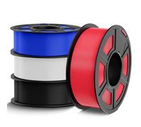 TECBEARS PETG Filament 1.75mm Bundle 4KG, High Strength & Toughness 3D Printer Filament, Good Layer Adhesion PETG, Dimensional Accuracy +/- 0.02mm, 4Pack, 1kg per Spool(Black, White, Blue, Red)