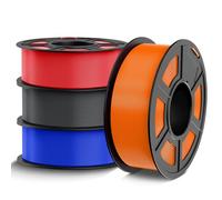 TECBEARS PETG Filament 1.75mm Bundle 4KG, High Strength & Toughness 3D Printer Filament, Good Layer Adhesion PETG, Dimensional Accuracy +/- 0.02mm, 4Pack, 1kg per Spool(Blue, Red, Orange, Gray)