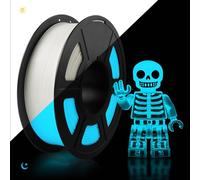 TECBEARS PETG Glow in The Dark Filament, Luminous PETG 3D Printer Filament 1.75mm, Fit Most 3D Printers, Dimensional Accuracy +/- 0.02 mm, 1kg Spool（2.2LBS）, White PETG, Glow Blue