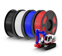 TECBEARS PLA Plus Filament 1.75 mm Bundle 4KG, Upgrade PLA+ More Robust and Stronger 3D Printer Filament, Fast Printing, Accuracy +/- 0.02 mm, 4Pack, 1kg per Spool(Black, White, Blue, Red)
