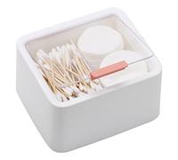 Tecbeauty 2 Compartments Cotton Swab Ball Qtip Holder Jar White Qtip Dispenser with Lid for Bathroom, Plastic