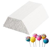 Tecbeauty 500Pcs 6 Inch White Paper Lollipop Sticks, Sucker Sticks for Cake Pops, Marshmallow Pops, Chocolates, Candies, Cookies