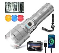 TECBOTT 900000 High Lumens Flashlights LED Rechargeable Tactical Flashlight 5 Modes Zoomable Fast Charging IPX6 Waterproof Flash Light Super Bright Handheld Flashlights for Camping Outdoor and Gift