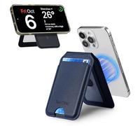 TecChic 3 in 1 Magnetic Phone Wallet Compatible with iPhone 12-16 Series,Carry 4 Cards in 0.28in Slim,6X Stronger Magnet,Built-in XL Vanity Mirror&RFID Blocking,0-180° Adjustable Stand (Dark Blue)