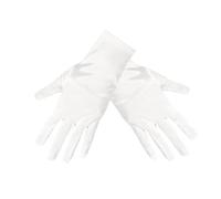 TECDW 1 Pair Women's Short Satin Gloves,Soft Opera Style Stretchy,Short Gloves For Wedding, Evening Party, Banquet, Halloween Cosplay.（White）