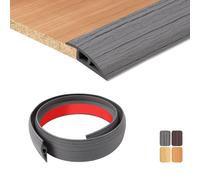 TECDW 100X5cm Transition Strip Self-Adhesive, Flexible Threshold Strip Non-Slip，PVC Door Threshold Strip for Covering Doorways Tile Carpet to Tile (Dark Gray Wood Grain）