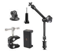 TECDW 11 Inch Adjustable Magic Arm with Super Clamp, 360° Ball Heads, Articulating Magic Arm with 1/4" and 3/8" Threaded Holes, Magic Arm Clamp for Tripod, LED Light, Monitor, Flash Light, Camera