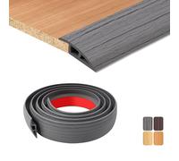 TECDW 200X5cm Transition Strip Self-Adhesive, Flexible Threshold Strip Non-Slip，PVC Door Threshold Strip for Covering Doorways Tile Carpet to Tile (Dark Gray Wood Grain）