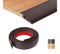 TECDW 200X5cm Transition Strip Self-Adhesive, Flexible Threshold Strip Non-Slip，PVC Door Threshold Strip for Covering Doorways Tile Carpet to Tile (Black Walnut Wood Grain）
