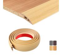 TECDW 200X5cm Transition Strip Self-Adhesive, Flexible Threshold Strip Non-Slip，PVC Door Threshold Strip for Covering Doorways Tile Carpet to Tile (Original Wood）