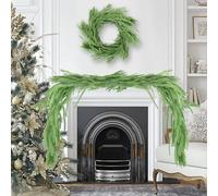 TECDW 6FT Christmas Garland Real Touch,Realistic Cedar Garland,Pine Garland for Fireplace Mantle Staircase Indoor Outdoor Christmas Holiday Decor
