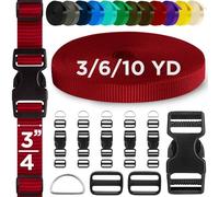TECEUM 19mm Nylon Strap Kit with Buckles, 5m Red Fabric Tape | Heavy duty DIY sewing kit: 3/4" webbing (6yds), 6 quick release buckles, 12 tri-glide slide clips, 6 metal D-rings for craft