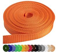 TECEUM 25 mm Webbing - Orange - 9 m - Strong Webbing for Climbing Outdoors Indoors Crafting DIY (1” 10y)